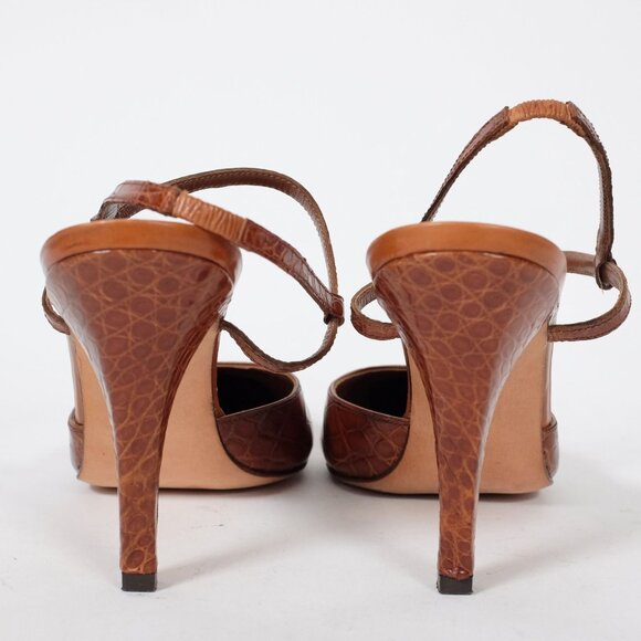 Ralph Lauren Purple Label Collection shoes 7 B crocodile alligator ankle strap - Picture 7 of 8